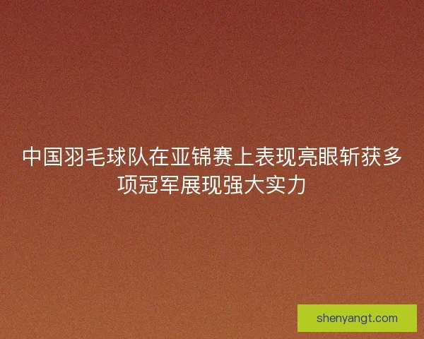 中国羽毛球队在亚锦赛上表现亮眼斩获多项冠军展现强大实力
