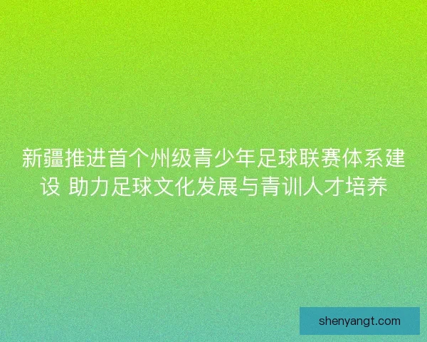 新疆推进首个州级青少年足球联赛体系建设 助力足球文化发展与青训人才培养